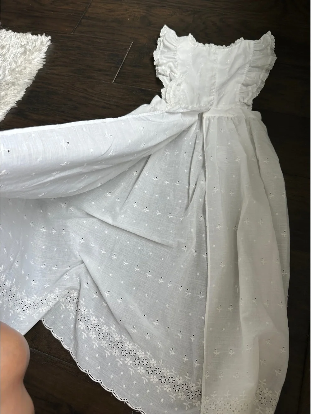 Vintage Handmade Girl's Apron pinafore Dress White Embroidered